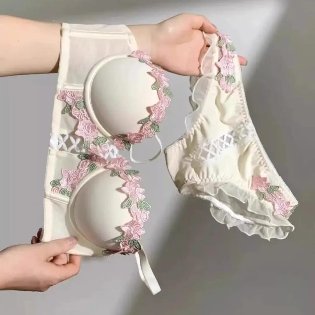 Floral Embroidered Lingerie Bra & Panty set.