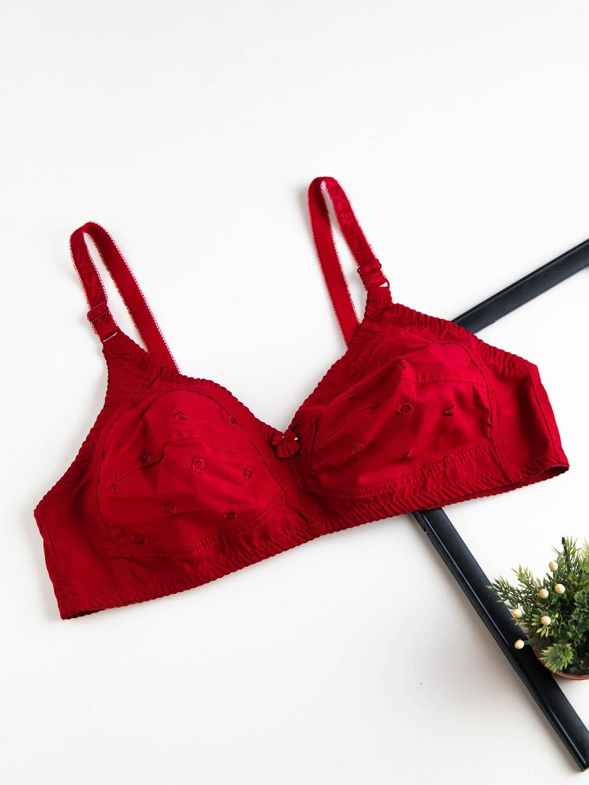 Embroidered Cotton Non-Padded Everyday Bra – Full Coverage Wire-Free Bralette - Pack of 3