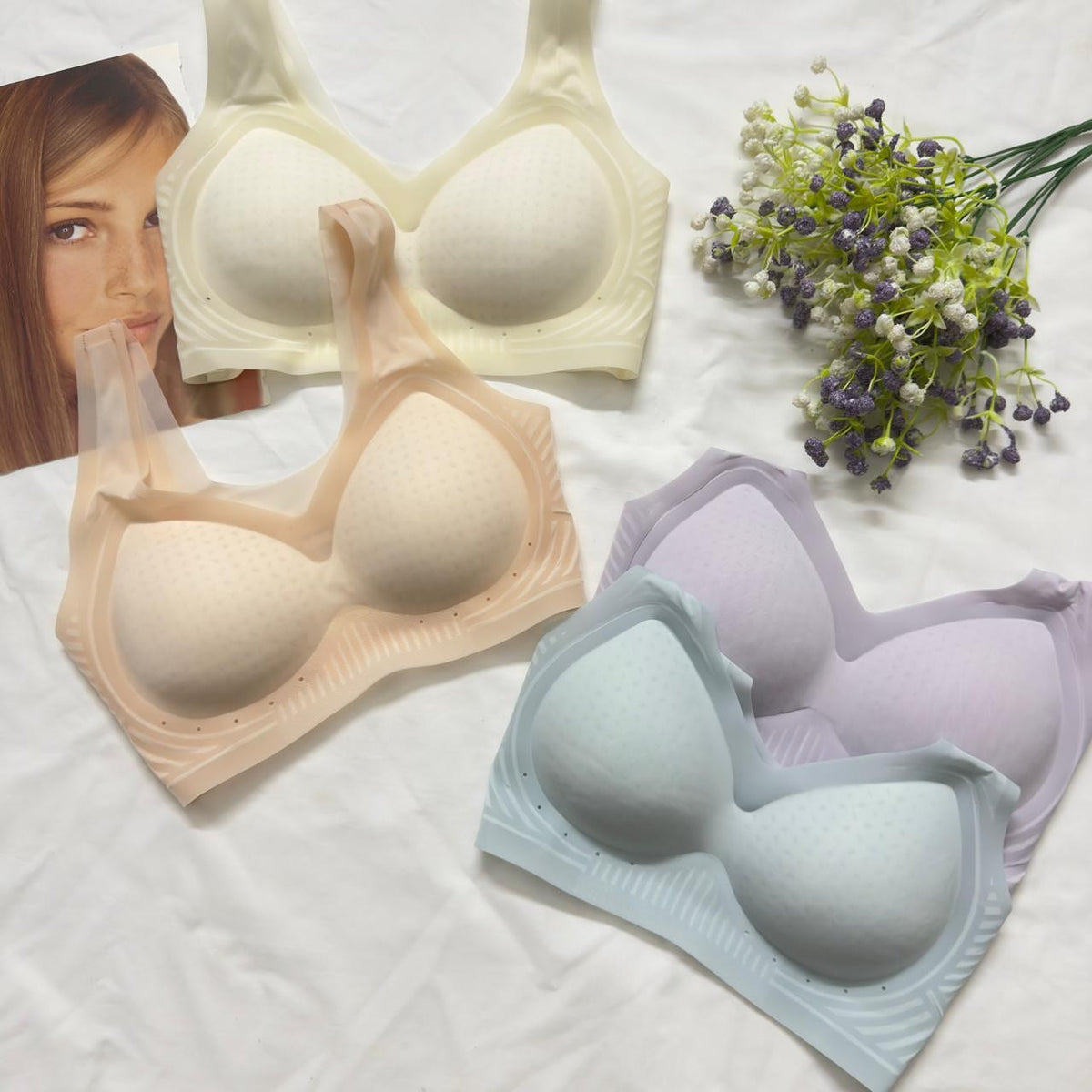Seamless Ultra-Light Wireless Bra – Breathable Contour Everyday Bralette - Pack of 3