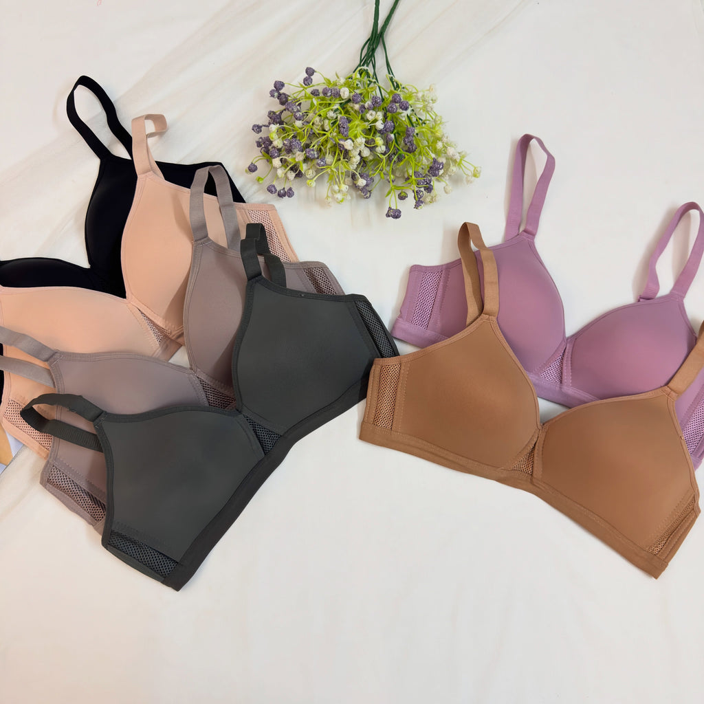 Seamless Ribbed Wireless Bra – Light Support Contour Bralette - Pack of 2