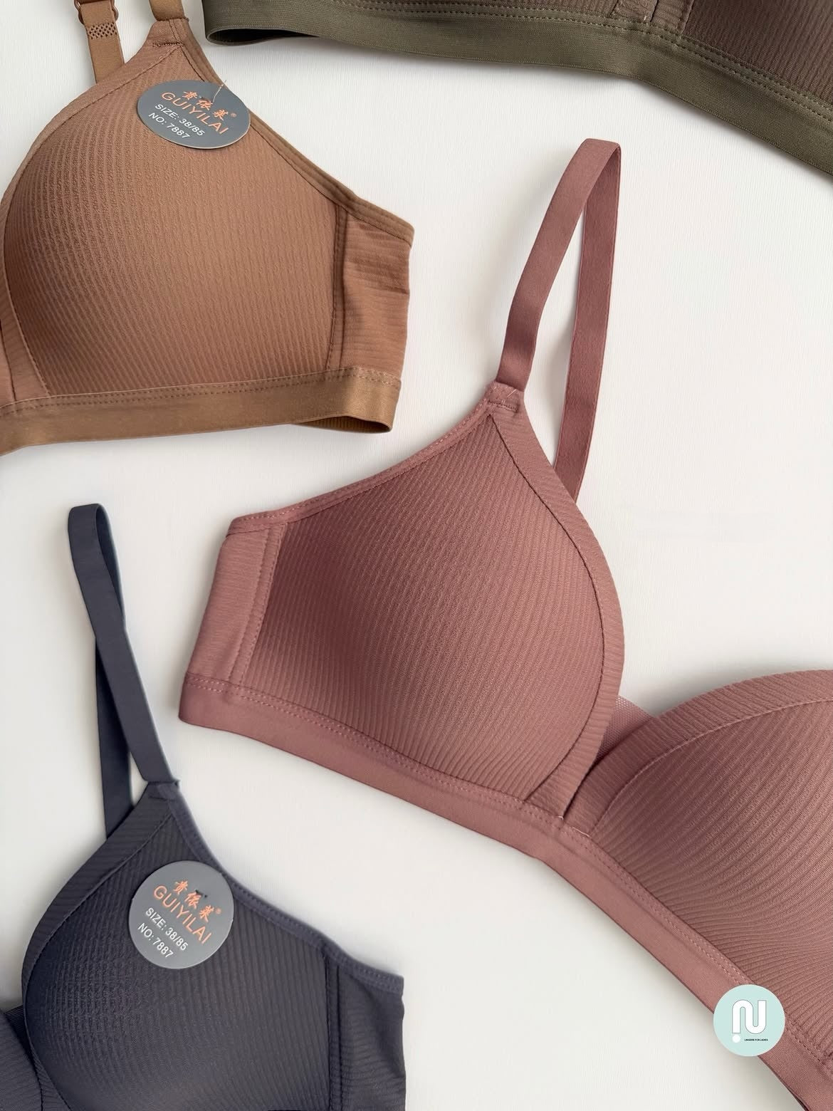 Seamless Ribbed Wireless Bra – Light Support Contour Bralette - Pack of 2