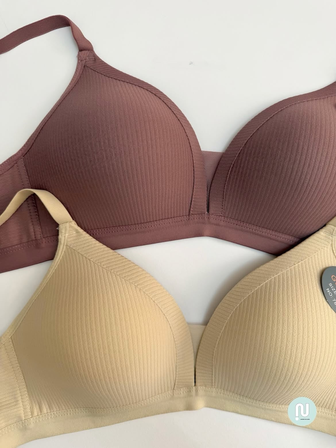 Seamless Ribbed Wireless Bra – Light Support Contour Bralette - Pack of 2